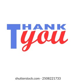 thank you blue and red simple design illustrator