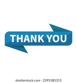 Thank You In Blue Ribbon Rectangle Shape For Congratulation Information Announcement 
