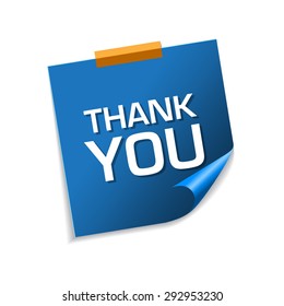 Thank You Blue Sticky Notes Vector Icon Design