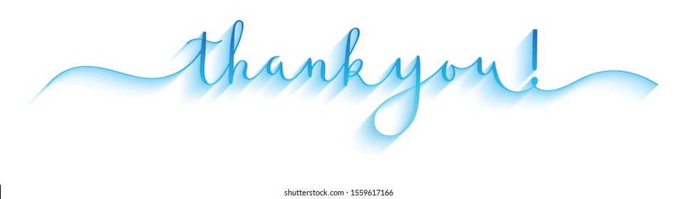 THANK YOU! blue vector brush calligraphy banner with swashes