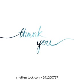 Thank You/ Blue Watercolor Words Line On A White Background/ Vector Illustration