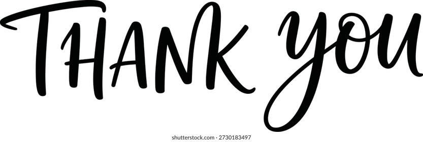 OBRIGADO tipografia cursiva ousada em script preto, mensagem de gratidão expressiva para cartões, notas e design de apreciação