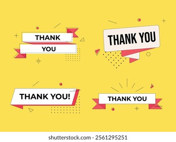 Thank You bold typography greeting card logo. Thank You banner, poster, sticker, template. Giving Thanks someone. Colorful bold lettering