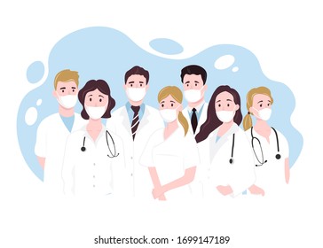 Thank you brave healthcare working in the hospitals and fighting the coronavirus outbreak. Vector illustration