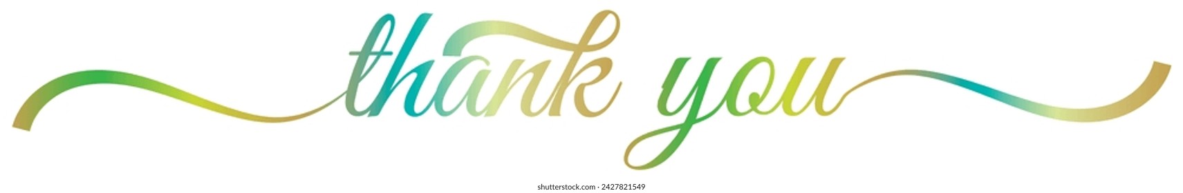 THANK YOU brush calligraphy banner in rainbow colors