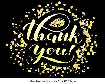 Thank you brush lettering. Vector illustration for banner or poster