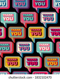 Thank you bubble pattern seamless. Gratitude speech background. vector texture
