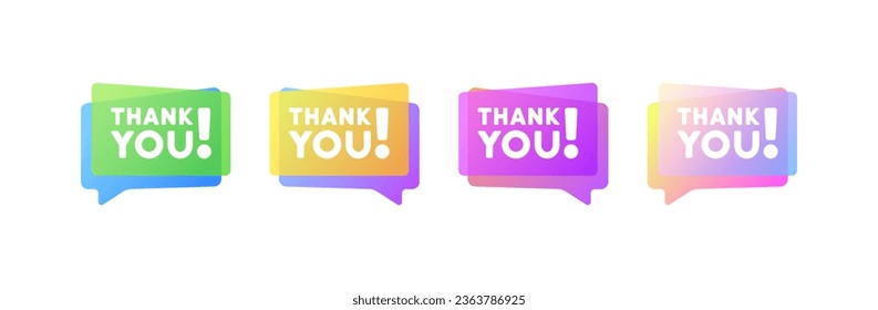 Thank you bubbles. Flat, color, thank you, message bubbles, thank you icons. Vector icons