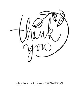 Thank you. Calligraphic inscription, lettering. Vector. For postcards, posters, printers, etc.