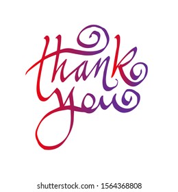 thank you calligraphic inscription for postcard. vector