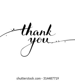 Thank You calligraphy. Brush painted letters. Vector illustration.