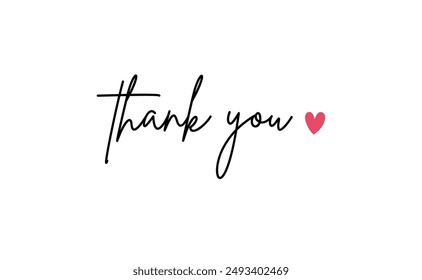 Thank you calligraphy design for greeting card. Minimalist and elegant design.