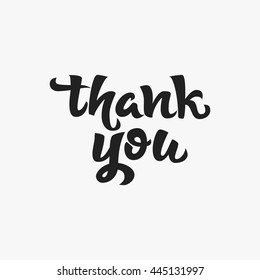 Thank You calligraphy and hand drawn lettering in black color isolated on light background.