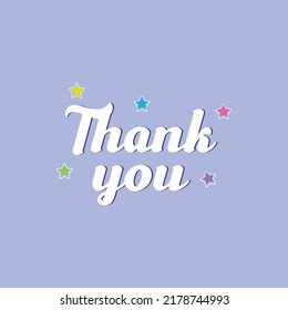 Thank you calligraphy hand lettering on blue background. Vector illustration. Easy to edit template for wedding thank you cards, tags, banners, posters, labels, clothes, etc.