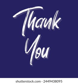 Thank you calligraphy hand lettering on blue background. Vector illustration. Easy to edit template for wedding thank you cards, tags, banners, posters, labels, clothes, etc.