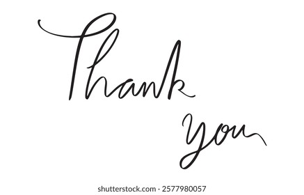 Thank you calligraphy hand written lettering script black color object icon thank you message gratitude ink pen card banner template design business congratulation thanksgiving  word thank you art 