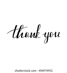 Thank You calligraphy. Handwritten ink lettering. Hand drawn design elements.  Thank You handwritten inscription. Thank you card. Vector illustration.