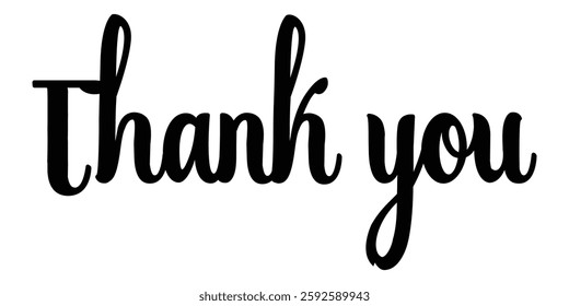 Thank you calligraphy handwritten isolated on white background. Hand drawn lettering style thank you calligraphy.
