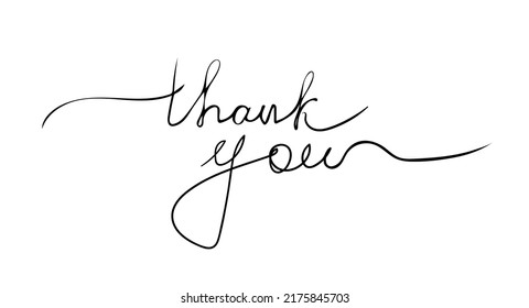 Thank you calligraphy inscription with smooth lines. Typography Design Inspiration. Handwritten positive quote Vector lettering.