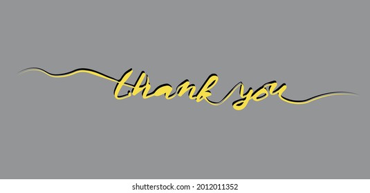 Thank you calligraphy letter with shadow on gray background. Typography Design Inspiration.