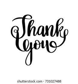 Thank You calligraphy quote isolated on white background. Brush painted letters. Vector illustration.