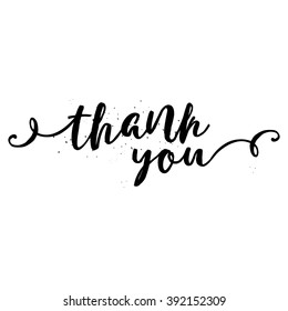 Thank You calligraphy sign. Brush painted letters, expression of gratitude vector illustration.