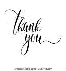 Thank You calligraphy sign. Brush painted letters, expression of gratitude vector illustration.