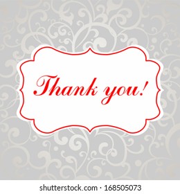 thank you calligraphy text on a silver  background. Vector Illustration 