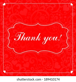 Thank you calligraphy text on a red background. Vector Illustration 