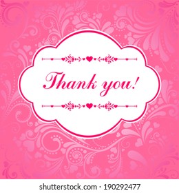 thank you calligraphy text on a pink background. Vector Illustration 