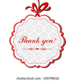 Thank you calligraphy text on a  grey and red background. Vector Illustration