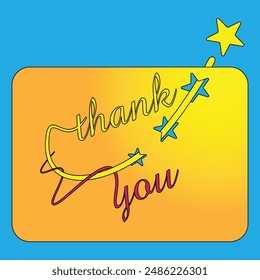 Thank you calligraphy text on a golden card, hand drawn lettering, thank you card, vector base design