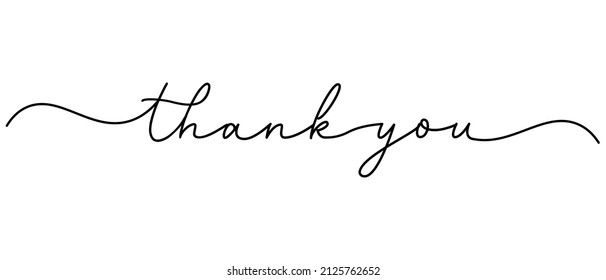 Thank you calligraphy text vector banner. Modern typography script, gratitude