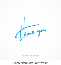 Thank You calligraphy. Thin pen writed letters. Vector illustration.