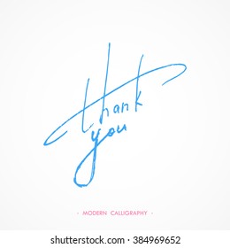 Thank You calligraphy. Thin pen writed letters. Vector illustration.