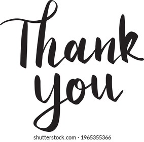 Thank you Calligraphy, vector, black color. handwritten.