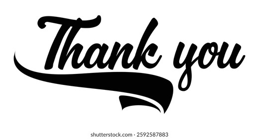 Thank You calligraphy vector illustration isolated on white background.