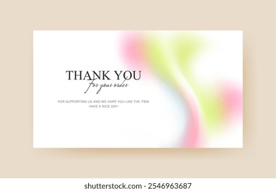 thank you card with abstract gradient design	