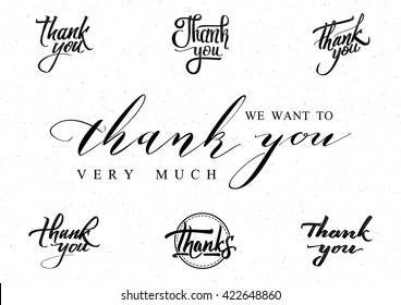 Thank you - card, background, lettering, calligraphy, a sticker can be used for your design