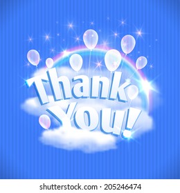 Thank You Card Balloons Clouds Rainbow Stock Vector (Royalty Free ...