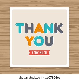 Thank you card, balloons type font vector design