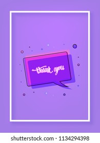Thank you card. Banner with handwritten lettering and abstract geometric decoration elements. Thank you phrase. Vector illustration.