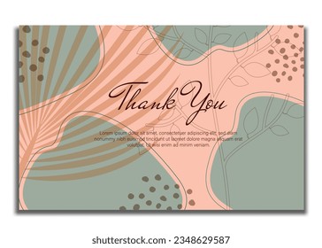 thank you card with beautiful elegant flowers, thank you card with abstract shape illustration, thank you card, save the date card.