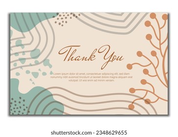 thank you card with beautiful elegant flowers, thank you card with abstract shape illustration, thank you card, save the date card.