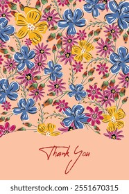 thank you card with beautiful elegant flowers