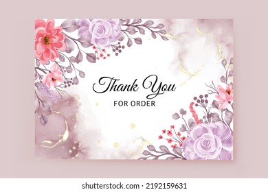 Thank You Card Beautiful Flower Frame Stock Vector (Royalty Free ...