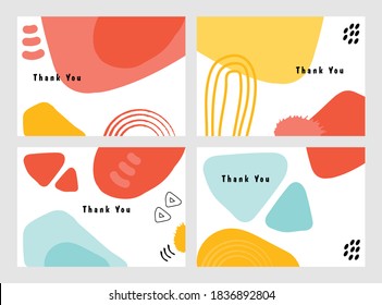 Thank you card. Beautiful greeting cards. Thank you vector greeting card set. postcards,  Abstract background