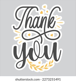 Thank you card. Beautiful greeting card scratched calligraphy black text word gold stars. Hand drawn invitation T-shirt print design.
