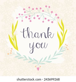 Thank You Card Beautiful Hand Drawn Stock Vector (Royalty Free ...