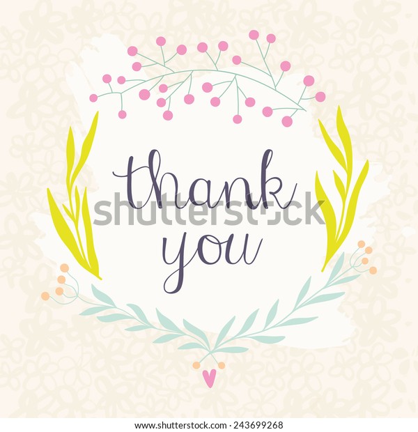 Thank You Card Beautiful Hand Drawn Stock Vector (Royalty Free) 243699268